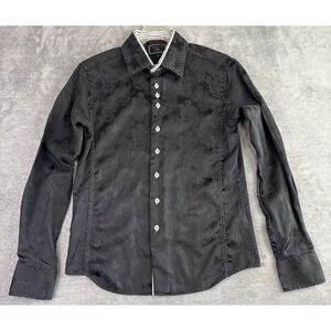 Meztizos Blouse Women's M Black Embossed Button Up Shirt Western Paisley Cowgirl